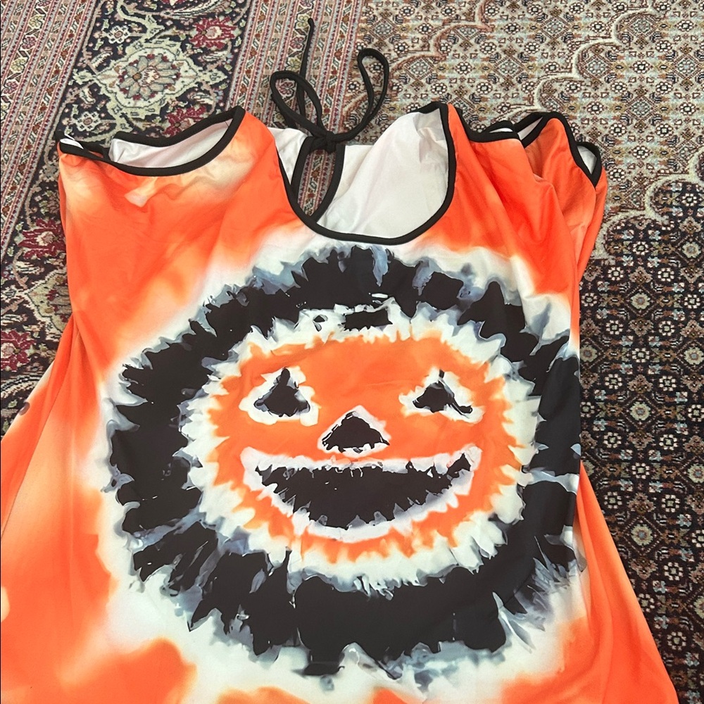 Orange Tie-Dye Halloween Tank Top